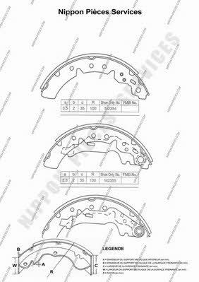 Nippon pieces T350A72 Brake shoe set T350A72: Buy near me in Poland at 2407.PL - Good price!
