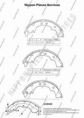 Nippon pieces T350A80 Brake shoe set T350A80: Buy near me in Poland at 2407.PL - Good price!