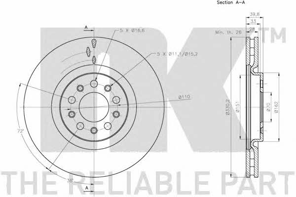 NK 311031 Front brake disc ventilated 311031: Buy near me in Poland at 2407.PL - Good price!