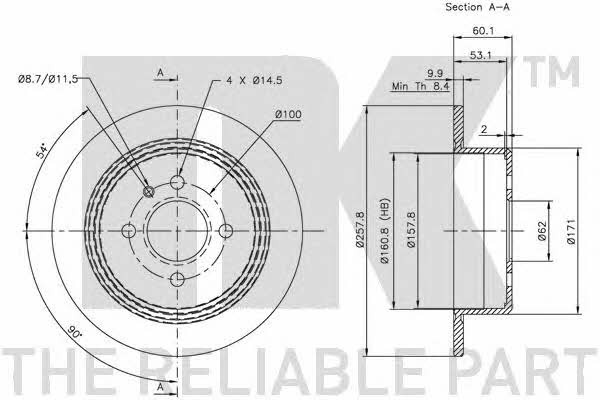 NK 311510 Rear brake disc, non-ventilated 311510: Buy near me in Poland at 2407.PL - Good price!