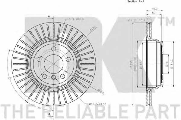 NK 311599 Hintere belüftete Bremsscheibe 311599: Kaufen Sie zu einem guten Preis in Polen bei 2407.PL!