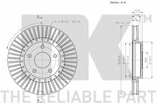 NK 312272 Front brake disc ventilated 312272: Buy near me in Poland at 2407.PL - Good price!