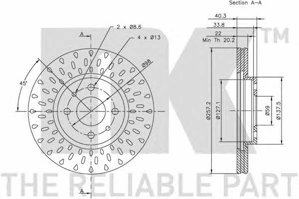 NK 312336 Front brake disc ventilated 312336: Buy near me in Poland at 2407.PL - Good price!