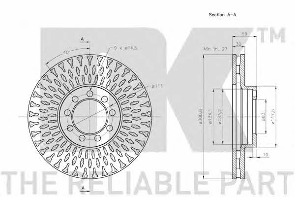 NK 312361 Front brake disc ventilated 312361: Buy near me in Poland at 2407.PL - Good price!