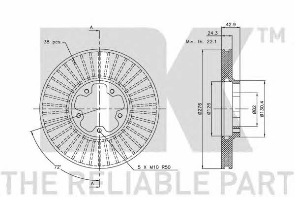 NK 312554 Front brake disc ventilated 312554: Buy near me in Poland at 2407.PL - Good price!