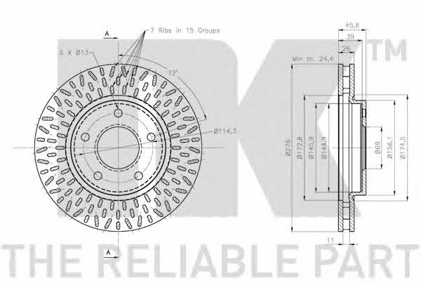 NK 313057 Front brake disc ventilated 313057: Buy near me in Poland at 2407.PL - Good price!