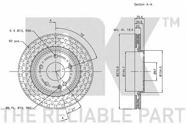 NK 313370 Front brake disc ventilated 313370: Buy near me at 2407.PL in Poland at an Affordable price!