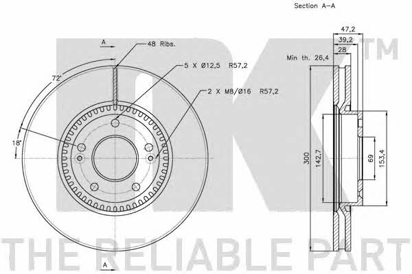 NK 313422 Front brake disc ventilated 313422: Buy near me in Poland at 2407.PL - Good price!