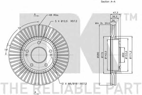 NK 313423 Brake disc 313423: Buy near me at 2407.PL in Poland at an Affordable price!