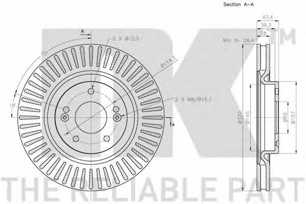 NK 313443 Front brake disc ventilated 313443: Buy near me in Poland at 2407.PL - Good price!