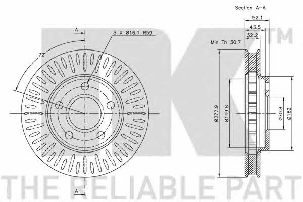 NK 313634 Front brake disc ventilated 313634: Buy near me in Poland at 2407.PL - Good price!
