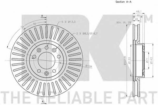 NK 313742 Front brake disc ventilated 313742: Buy near me in Poland at 2407.PL - Good price!