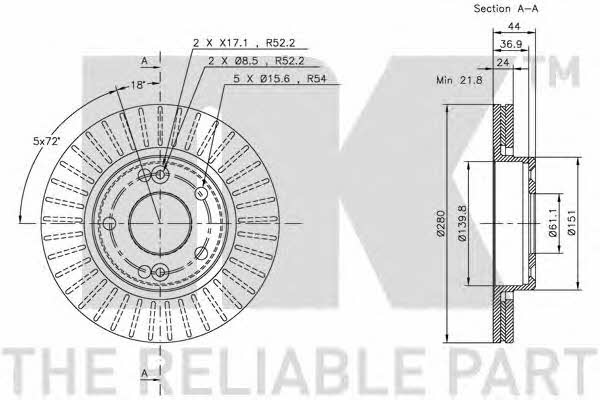NK 313913 Тормозной диск передний вентилируемый 313913: Отличная цена - Купить в Польше на 2407.PL!