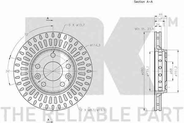 NK 313970 Front brake disc ventilated 313970: Buy near me in Poland at 2407.PL - Good price!