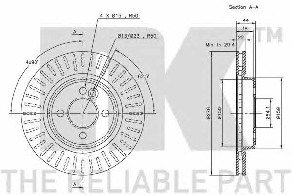 NK 314016 Front brake disc ventilated 314016: Buy near me in Poland at 2407.PL - Good price!