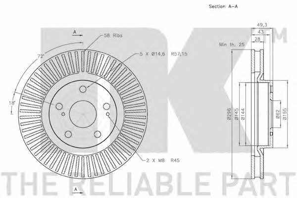 NK 3145117 Front brake disc ventilated 3145117: Buy near me in Poland at 2407.PL - Good price!