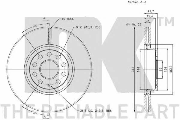 NK 3147115 Front brake disc ventilated 3147115: Buy near me in Poland at 2407.PL - Good price!