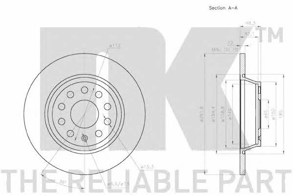 NK 3147133 Rear brake disc, non-ventilated 3147133: Buy near me in Poland at 2407.PL - Good price!