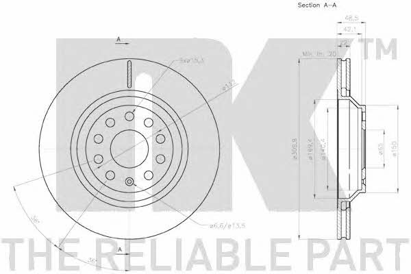 NK 3147136 Rear ventilated brake disc 3147136: Buy near me at 2407.PL in Poland at an Affordable price!
