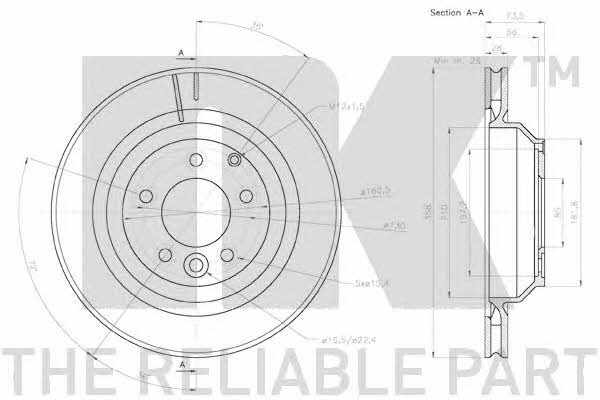 NK 3147138 Rear ventilated brake disc 3147138: Buy near me in Poland at 2407.PL - Good price!
