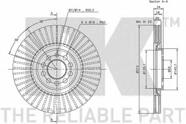 NK 314774 Front brake disc ventilated 314774: Buy near me in Poland at 2407.PL - Good price!