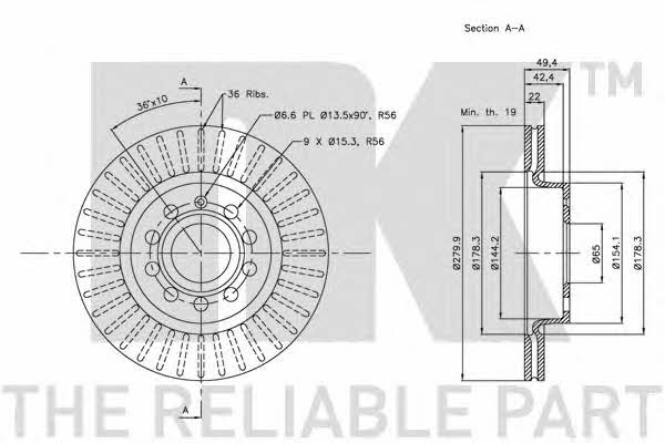 NK 314787 Front brake disc ventilated 314787: Buy near me in Poland at 2407.PL - Good price!