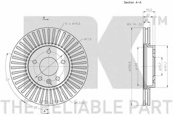 NK 315015 Front brake disc ventilated 315015: Buy near me in Poland at 2407.PL - Good price!