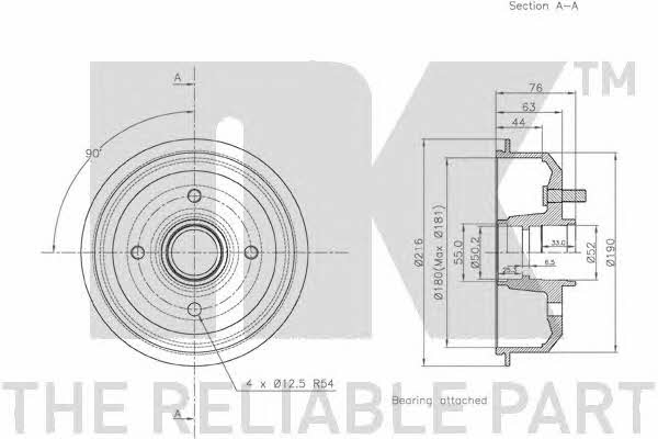 NK 252539 Brake drum with wheel bearing, assy 252539: Buy near me in Poland at 2407.PL - Good price!