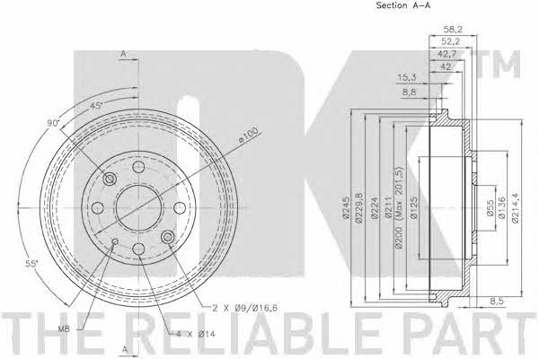 NK 253212 Brake drum 253212: Buy near me at 2407.PL in Poland at an Affordable price!