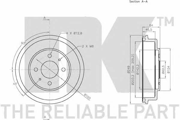 NK 253410 Rear brake drum 253410: Buy near me in Poland at 2407.PL - Good price!