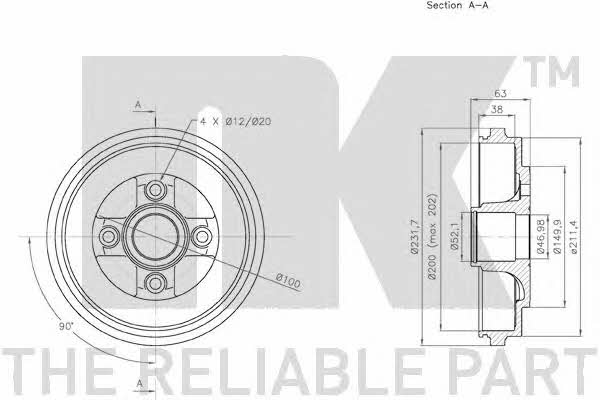 NK 253620 Rear brake drum 253620: Buy near me at 2407.PL in Poland at an Affordable price!