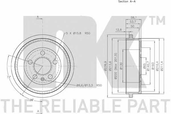 NK 254727 Rear brake drum 254727: Buy near me at 2407.PL in Poland at an Affordable price!