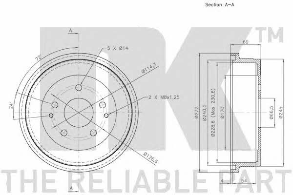 NK 255103 Rear brake drum 255103: Buy near me at 2407.PL in Poland at an Affordable price!