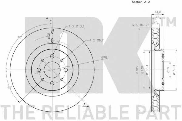 NK 201029 Front brake disc ventilated 201029: Buy near me in Poland at 2407.PL - Good price!