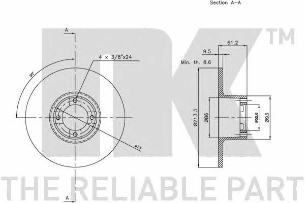 NK 201214 Тормозной диск передний невентилируемый 201214: Купить в Польше - Отличная цена на 2407.PL!
