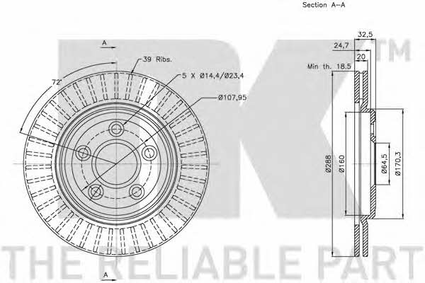NK 201224 Тормозной диск задний вентилируемый 201224: Отличная цена - Купить в Польше на 2407.PL!