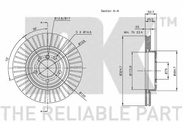 NK 201543 Front brake disc ventilated 201543: Buy near me in Poland at 2407.PL - Good price!