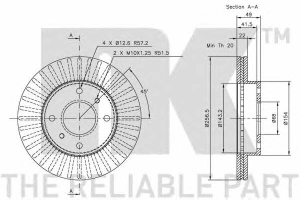 NK 202231 Front brake disc ventilated 202231: Buy near me in Poland at 2407.PL - Good price!