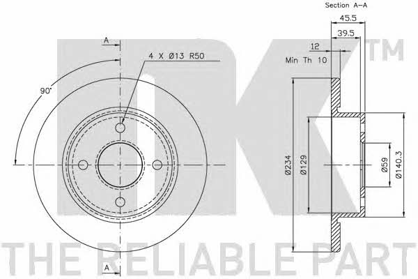 NK 202237 Unventilated front brake disc 202237: Buy near me in Poland at 2407.PL - Good price!