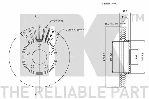 NK 202256 Тормозной диск передний вентилируемый 202256: Отличная цена - Купить в Польше на 2407.PL!