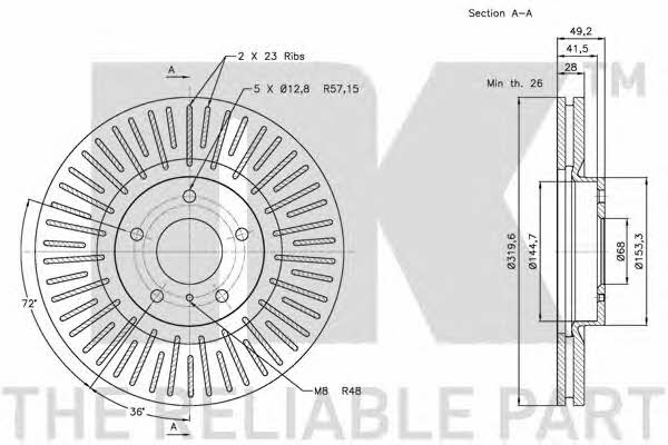 NK 202270 Front brake disc ventilated 202270: Buy near me in Poland at 2407.PL - Good price!