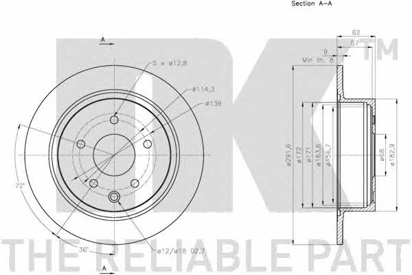 NK 202273 Rear brake disc, non-ventilated 202273: Buy near me at 2407.PL in Poland at an Affordable price!