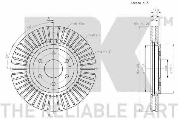 NK 202276 Front brake disc ventilated 202276: Buy near me in Poland at 2407.PL - Good price!