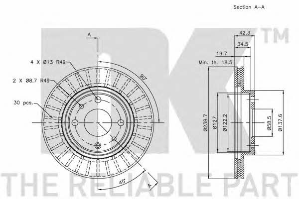 NK 202341 Тормозной диск передний вентилируемый 202341: Отличная цена - Купить в Польше на 2407.PL!