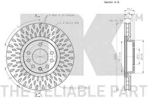 NK 202353 Тормозной диск передний вентилируемый 202353: Отличная цена - Купить в Польше на 2407.PL!
