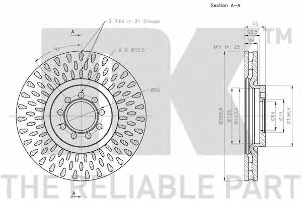 NK 202357 Front brake disc ventilated 202357: Buy near me in Poland at 2407.PL - Good price!