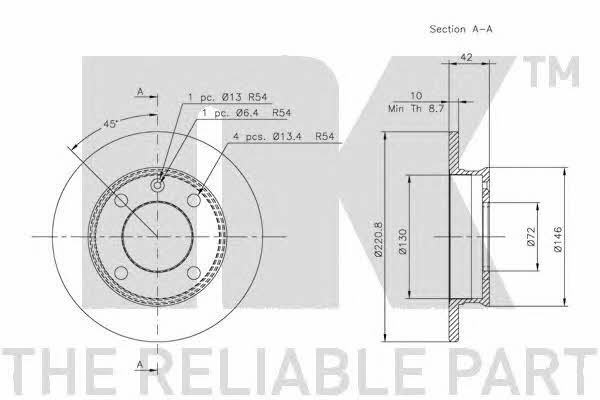 NK 202510 Unventilated front brake disc 202510: Buy near me in Poland at 2407.PL - Good price!