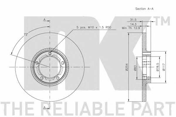 NK 202523 Тормозной диск передний невентилируемый 202523: Отличная цена - Купить в Польше на 2407.PL!