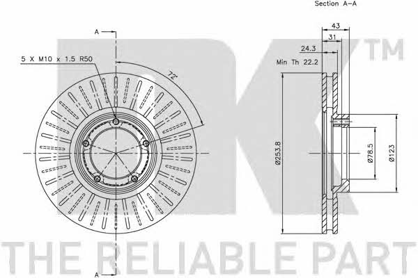 NK 202531 Тормозной диск передний вентилируемый 202531: Отличная цена - Купить в Польше на 2407.PL!