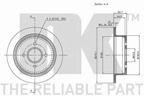 NK 202541 Rear brake disc, non-ventilated 202541: Buy near me in Poland at 2407.PL - Good price!